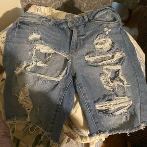 NOBO Ripped Blue Denim Shorts